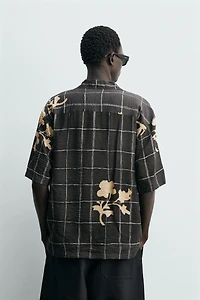 COMBINATION PRINT FLOWY SHIRT