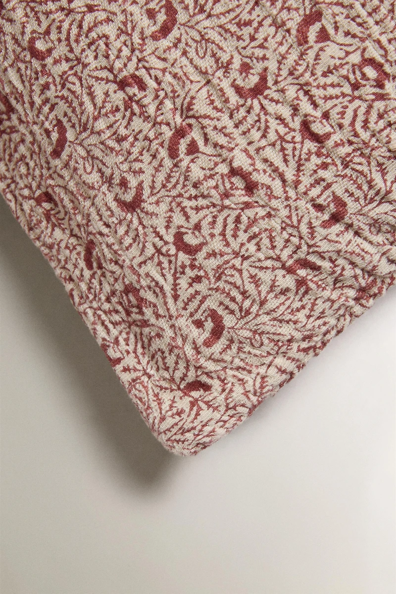 BRANCH PRINT LINEN AND COTTON THROW PILLOW COVER