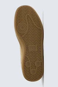 CONTRAST SOLE LEATHER SNEAKERS