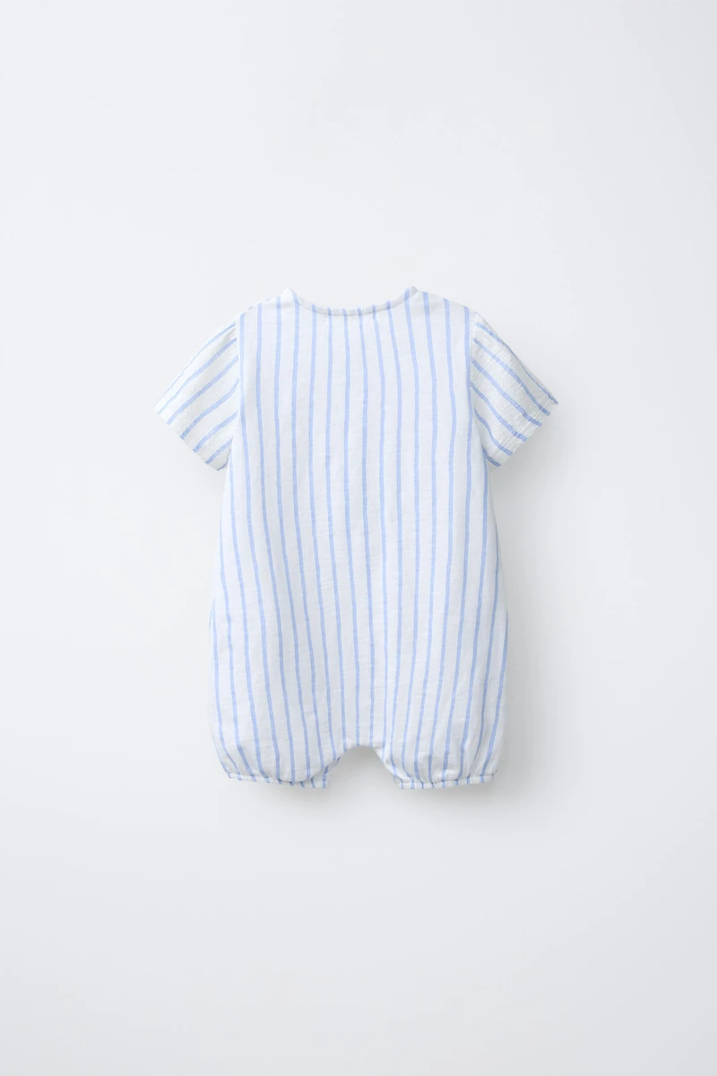 COMBINATION TEXTURED STRIPED ROMPER