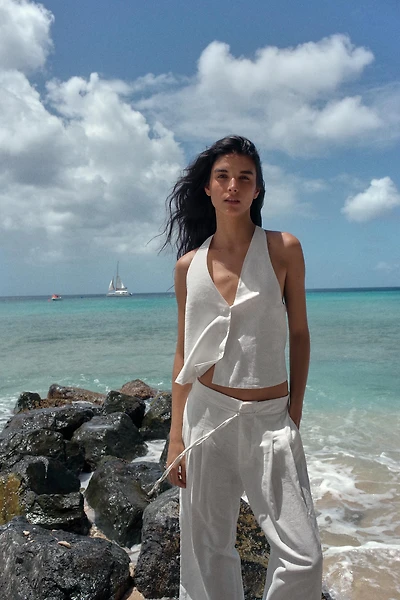 LINEN BUTTON VEST