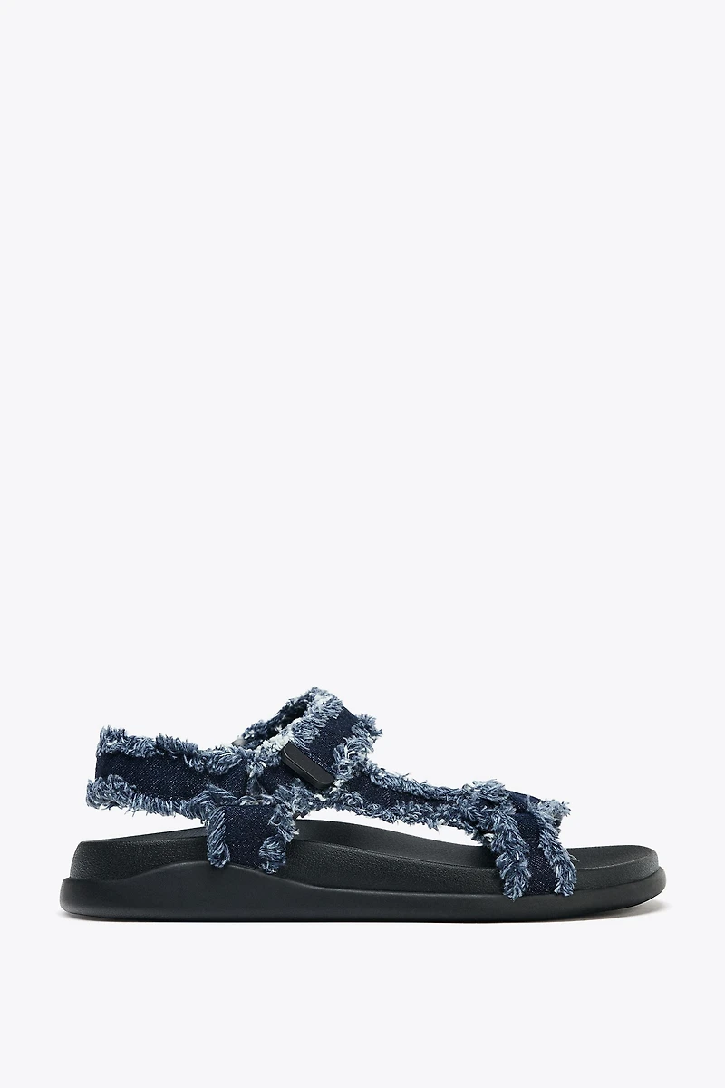 DENIM PLATFORM SANDALS