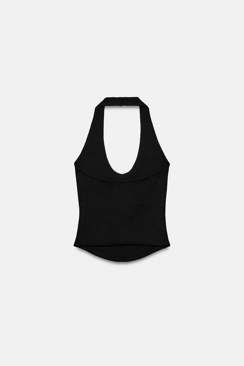 ROUNDED HEM HALTER TOP