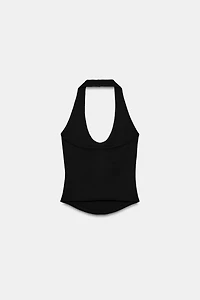 ROUNDED HEM HALTER TOP
