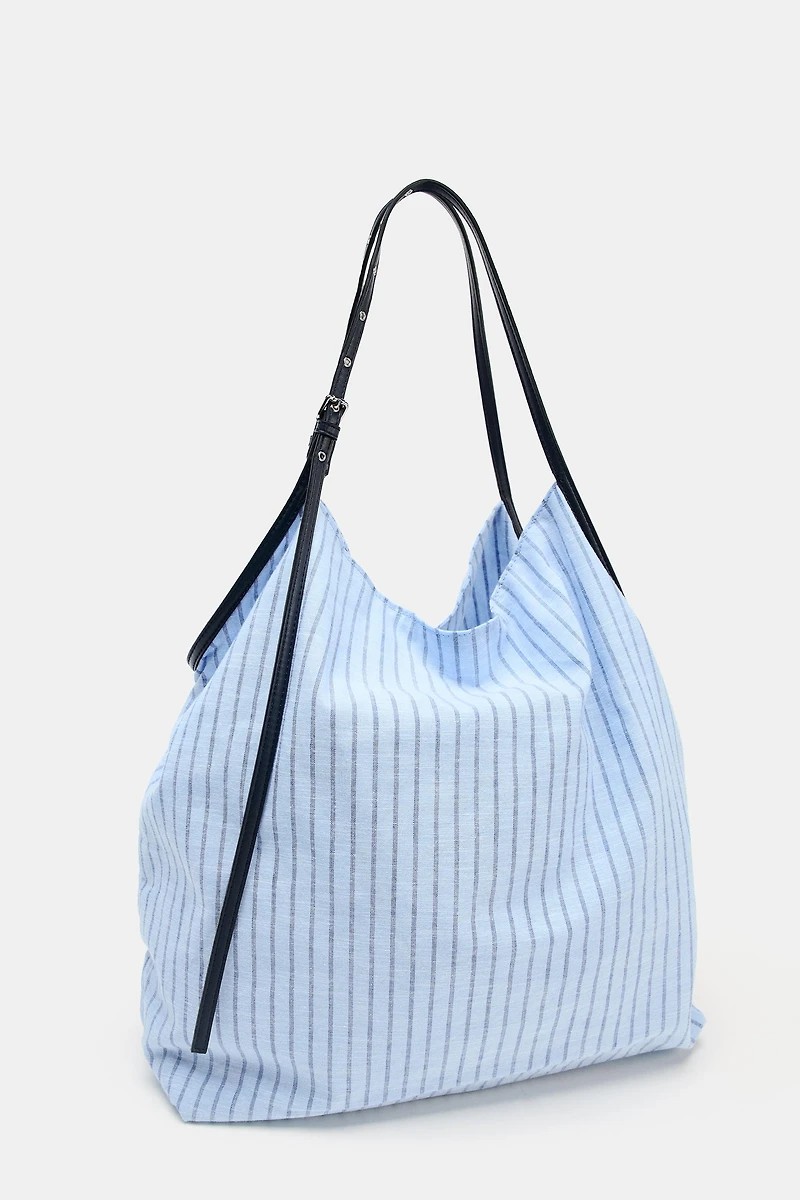 STRIPED WOVEN SHOPPER