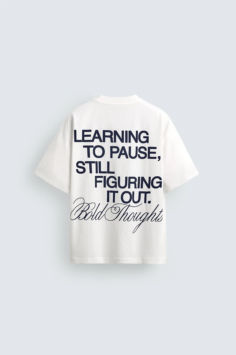 CONTRASTING TEXT PRINT T-SHIRT