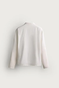 COTTON VISCOSE TIE DETAIL RELAXED FIT SHIRT