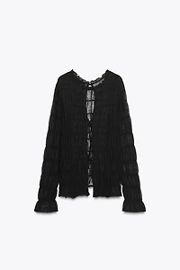 RUCHED SEMI-SHEER KNIT TOP