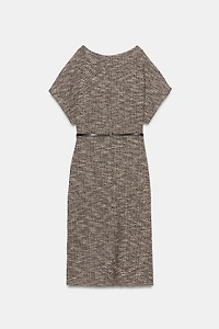 ROBE MI-LONGUE TEXTURÉE AVEC CEINTURE