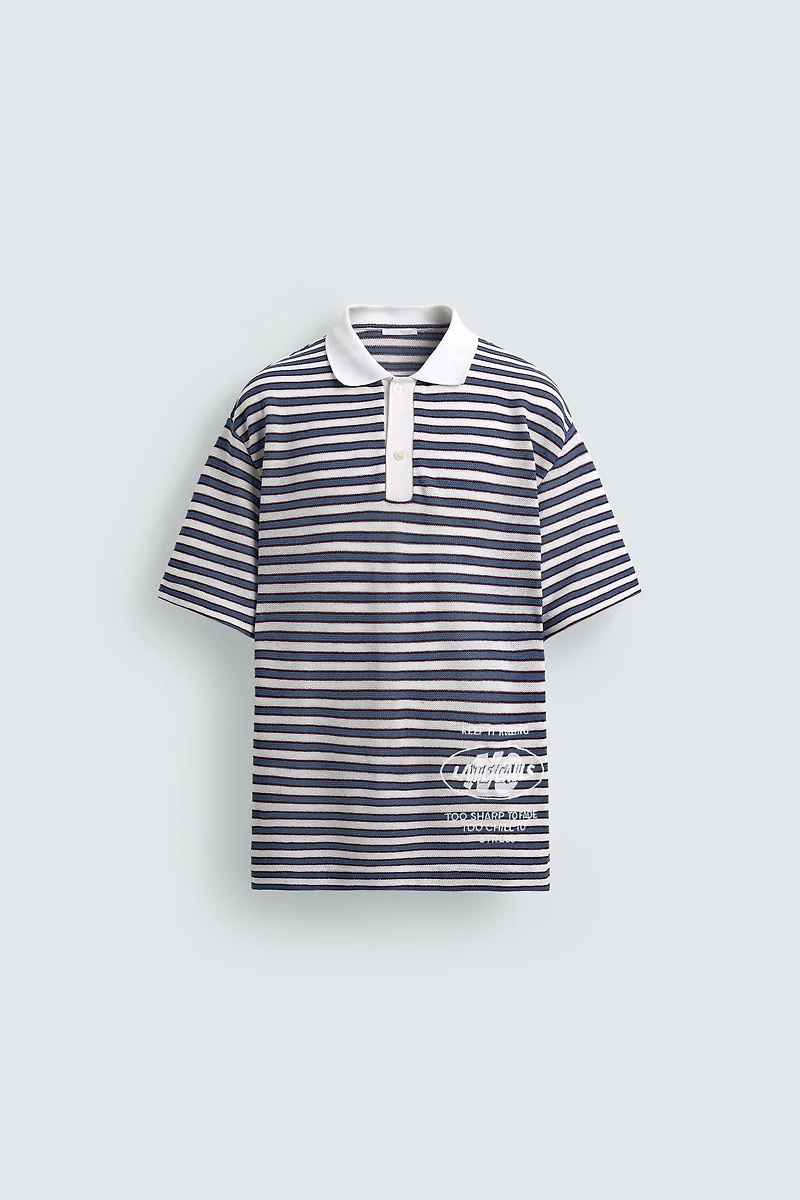 POLO JACQUARD À RAYURES BRODÉ