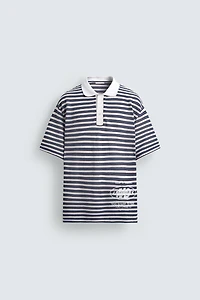 POLO JACQUARD À RAYURES BRODÉ