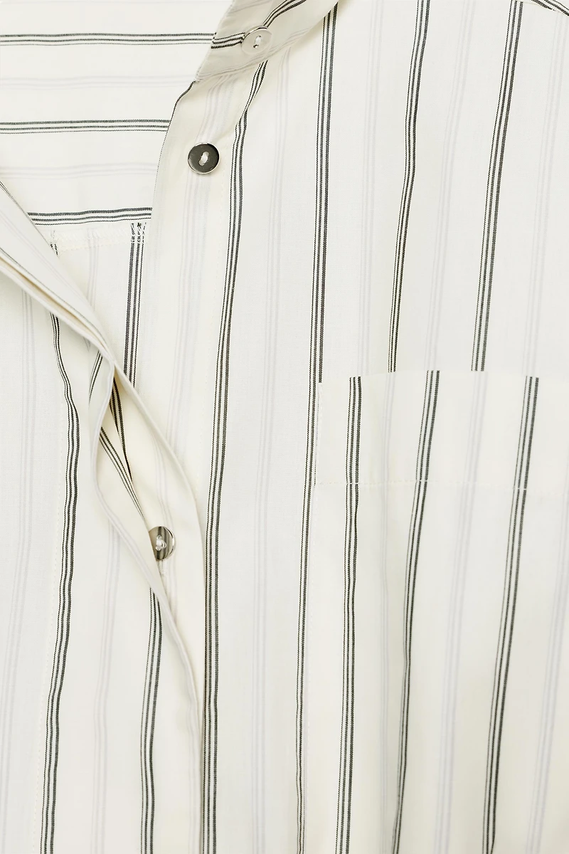 STRIPED PAJAMA SHIRT WITH POCKETS