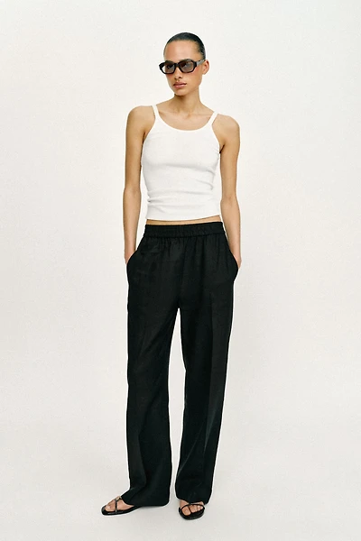 LINEN STRAIGHT LEG PANTS