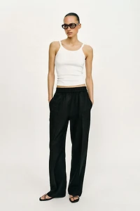 LINEN STRAIGHT LEG PANTS