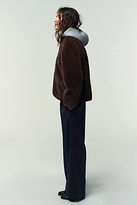 FAUX FUR COMBINATION BOMBER JACKET