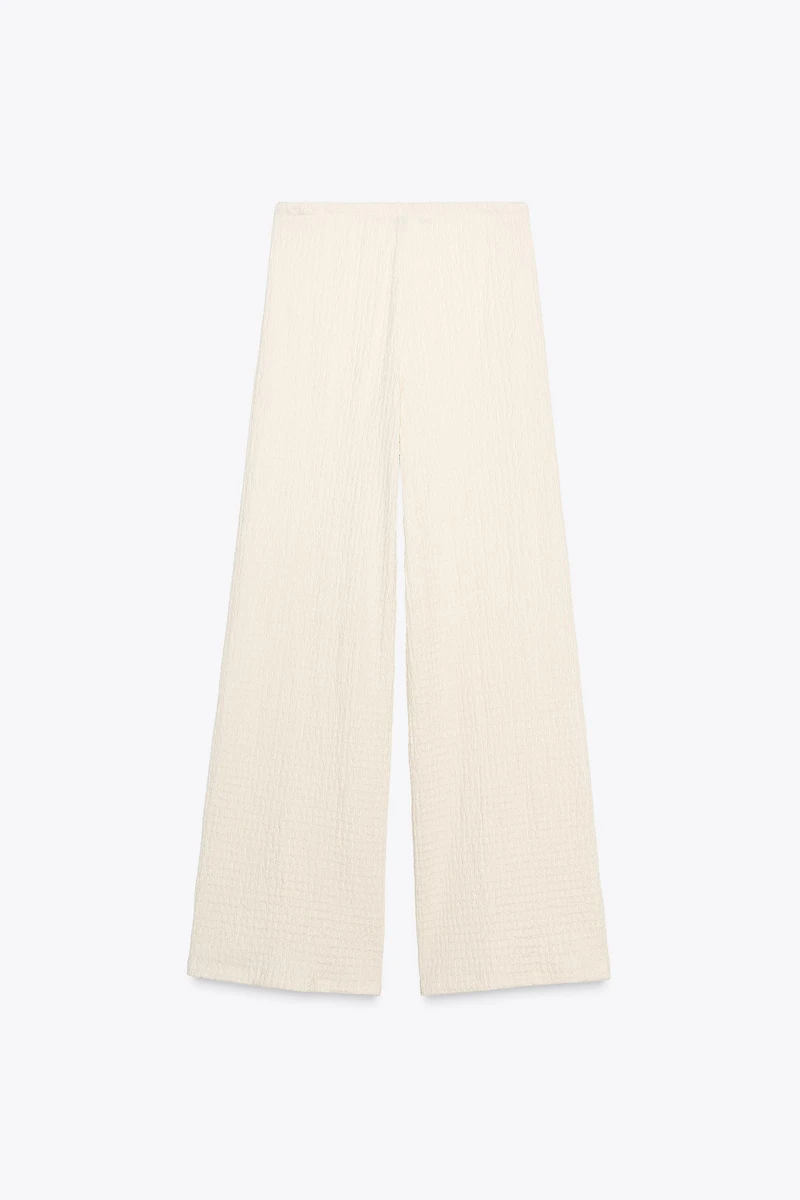 TEXTURED STRAIGHT LEG PANTS