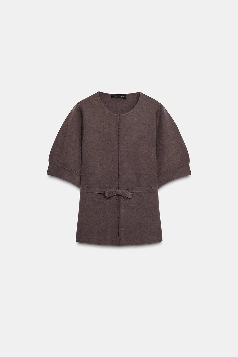 PUFF SLEEVE KNIT SWEATER