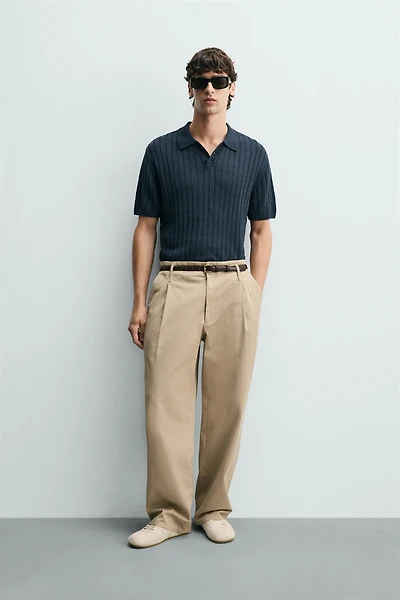 RIB KNIT POLO SHIRT