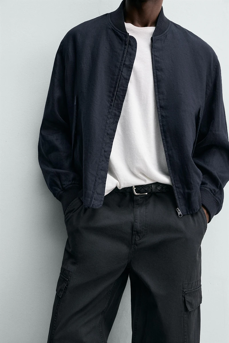 100% LINEN BOMBER JACKET