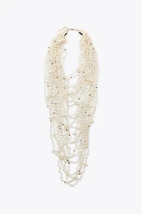 BEADED SHELL BIB NECKLACE