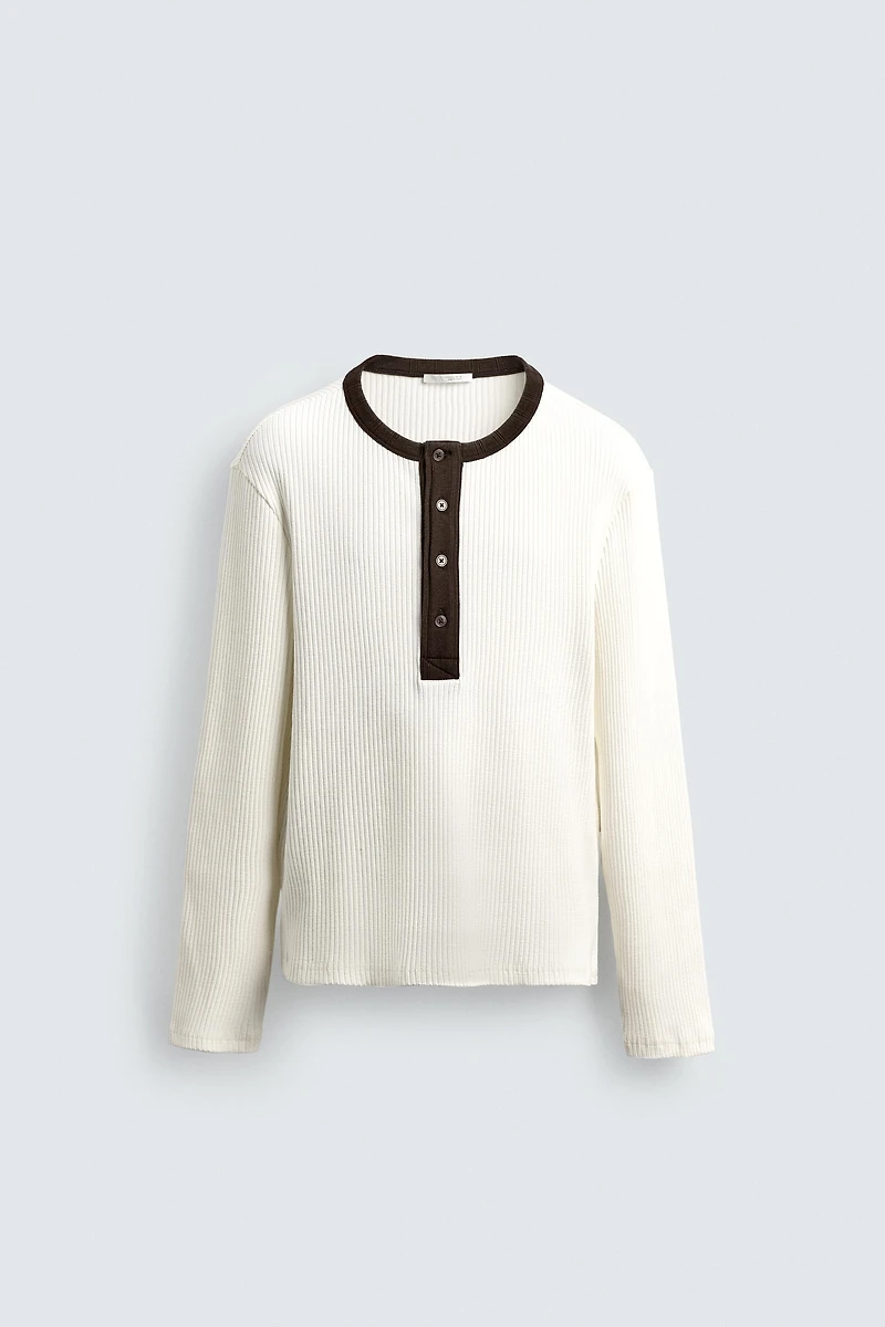 RIBBED HENLEY SHIRT