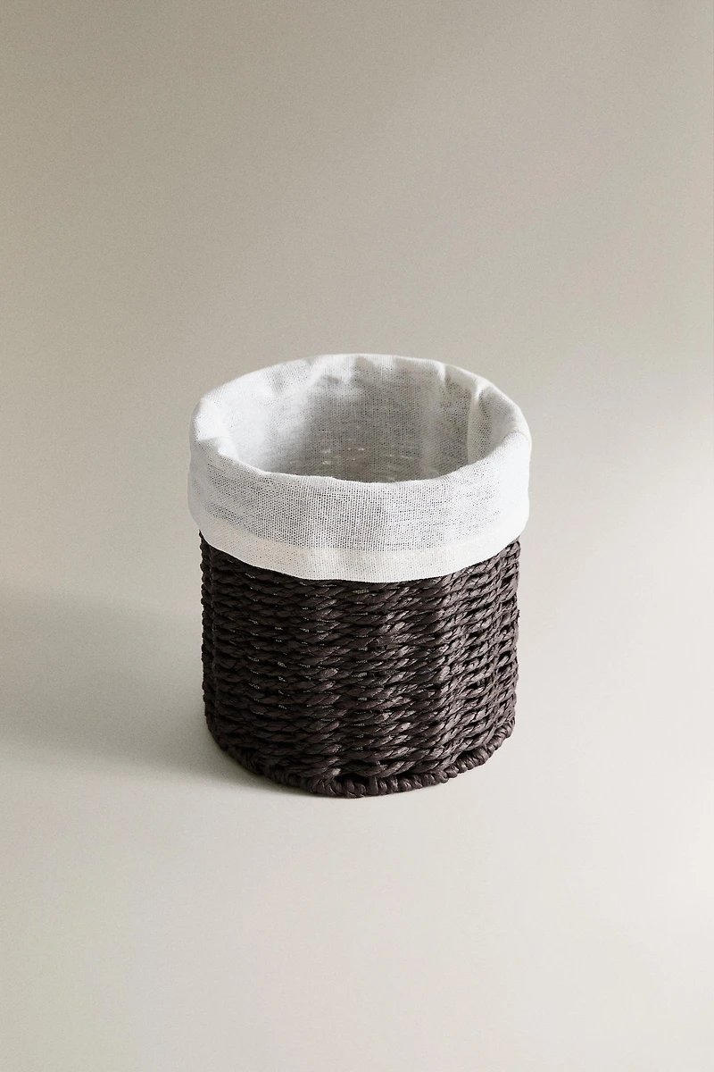 ROUND COTTON-LINED BASKET