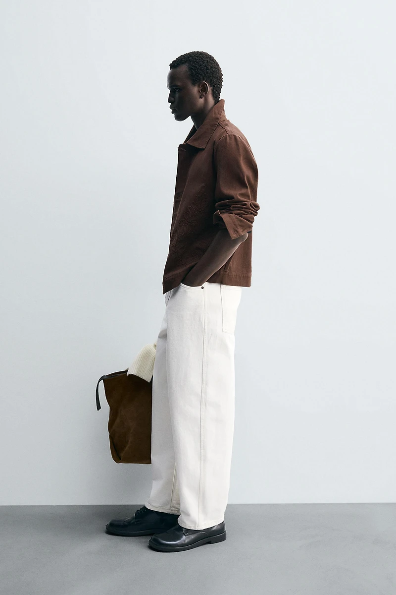 EMBROIDERED TEXTURED OVERSHIRT