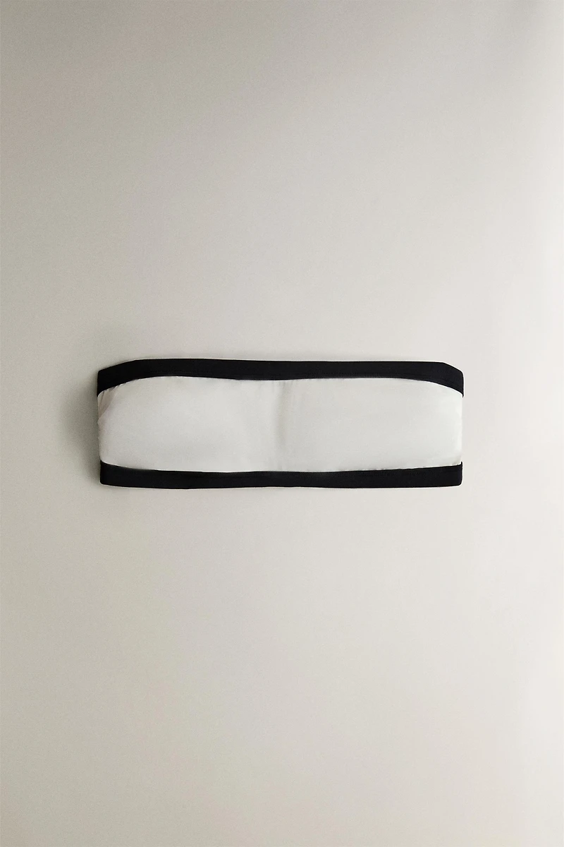 PLAIN CONTRAST BAND BANDEAU BEACH BIKINI TOP