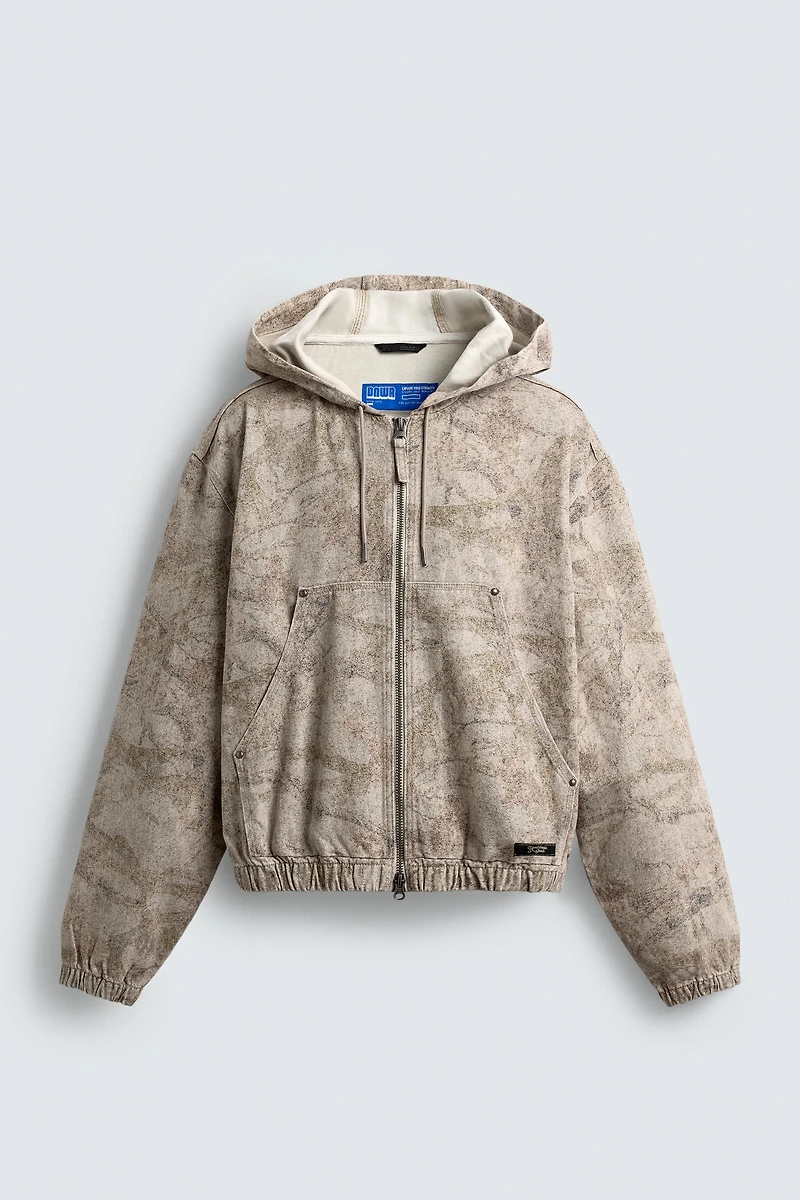 VESTE DÉLAVÉE À CAPUCHE