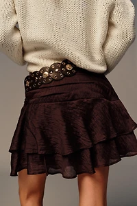 BELTED RUFFLE SKORT
