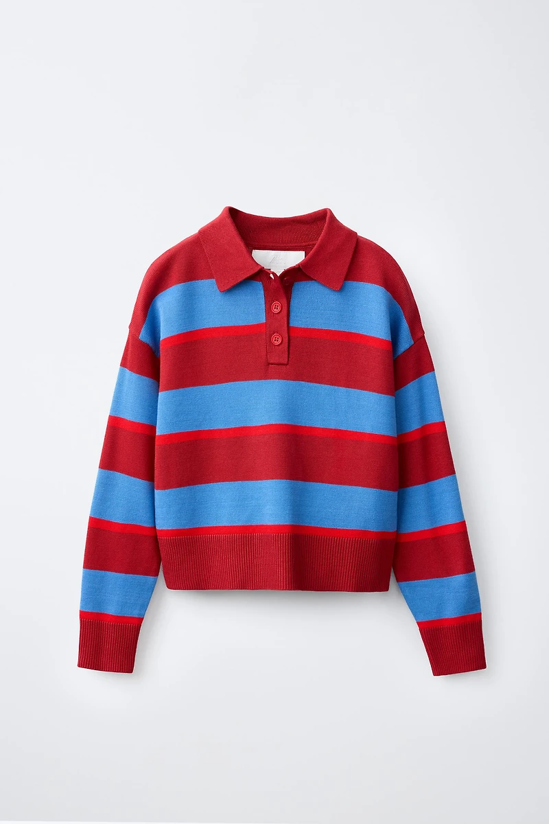 STRIPED KNIT POLO JUMPER
