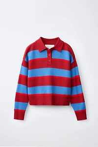STRIPED KNIT POLO JUMPER