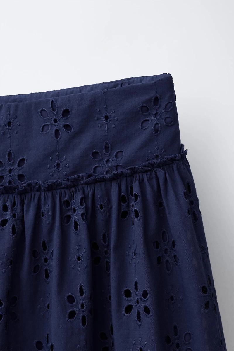 EMBROIDERED SCHIFFLY MIDI SKIRT