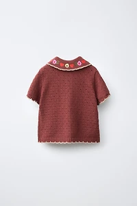 EMBROIDERED FLORAL KNIT POLO SISSEL EDELBO X ZARA KIDS