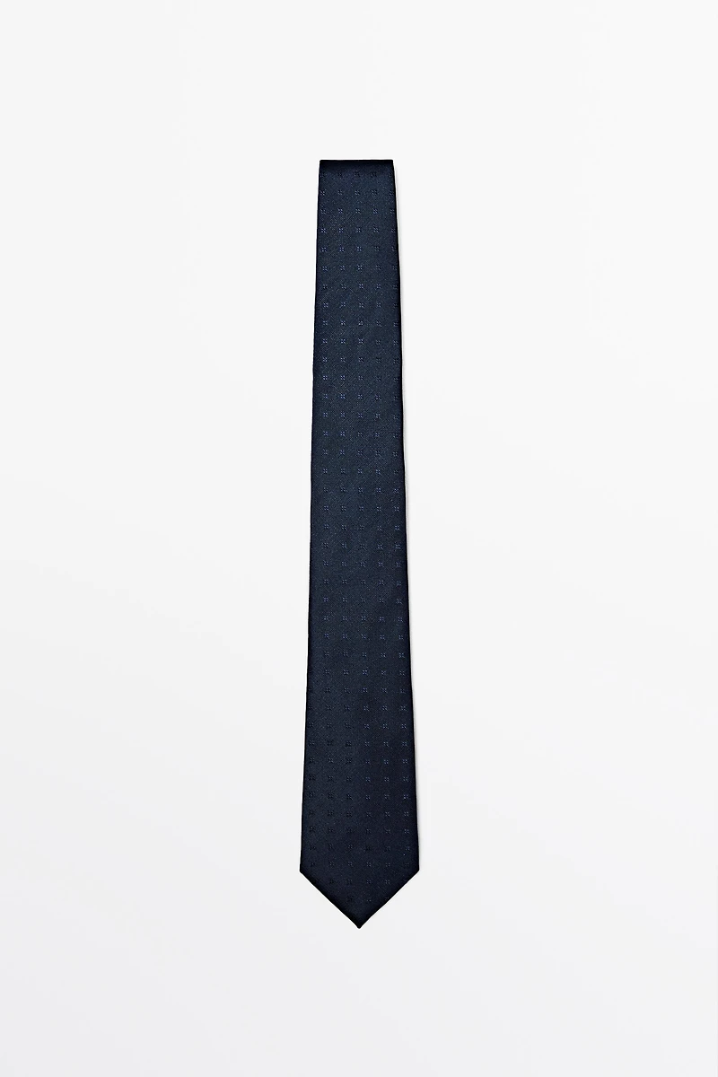 100% silk tie with embroidered detail