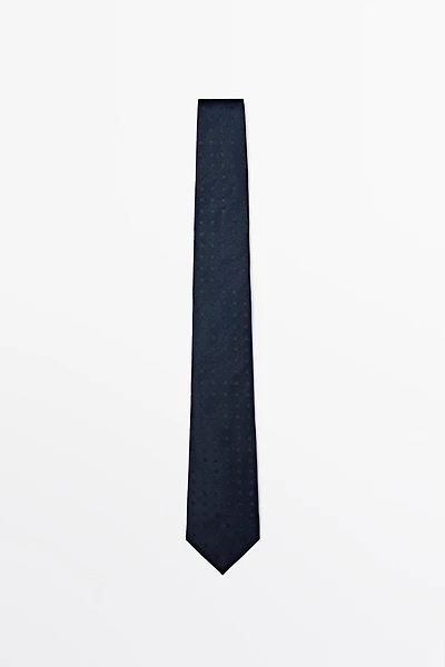 100% silk tie with embroidered detail