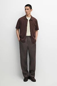 Short sleeve button-up knit cardigan