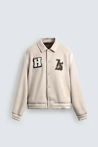 FAUX SUEDE BOMBER JACKET