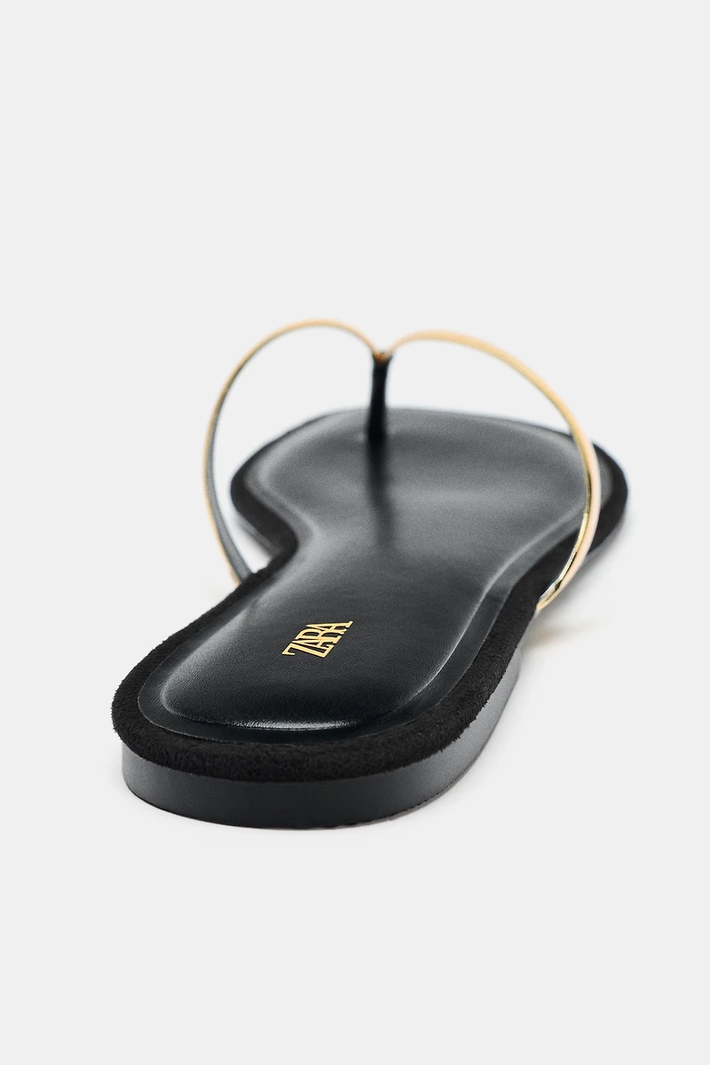 METALLIC DETAIL SLIDE SANDALS