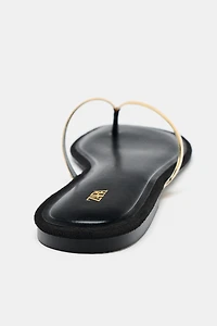 METALLIC DETAIL SLIDE SANDALS