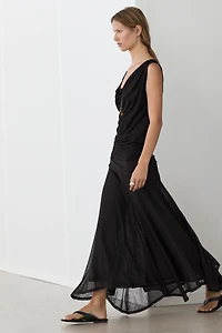 Shimmery draped top with knot detail