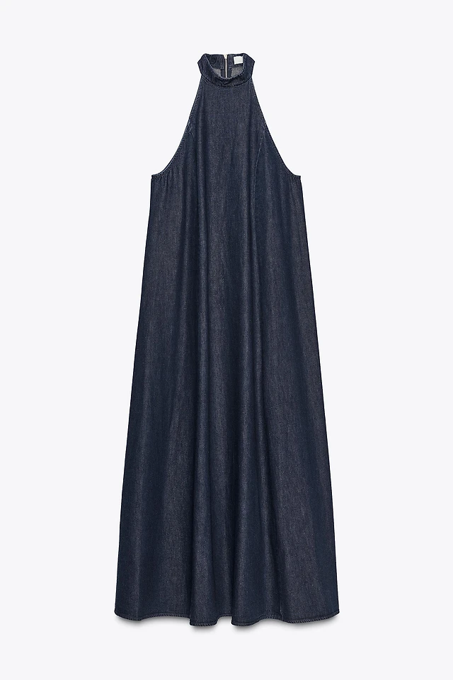 trf halter neck denim dress 2026July