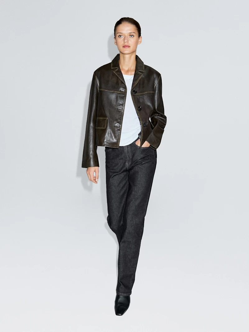 High-waist straight-leg jeans