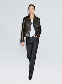 High-waist straight-leg jeans