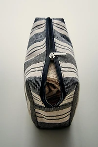 STRIPED WATERPROOF COTTON MAKEUP BAG