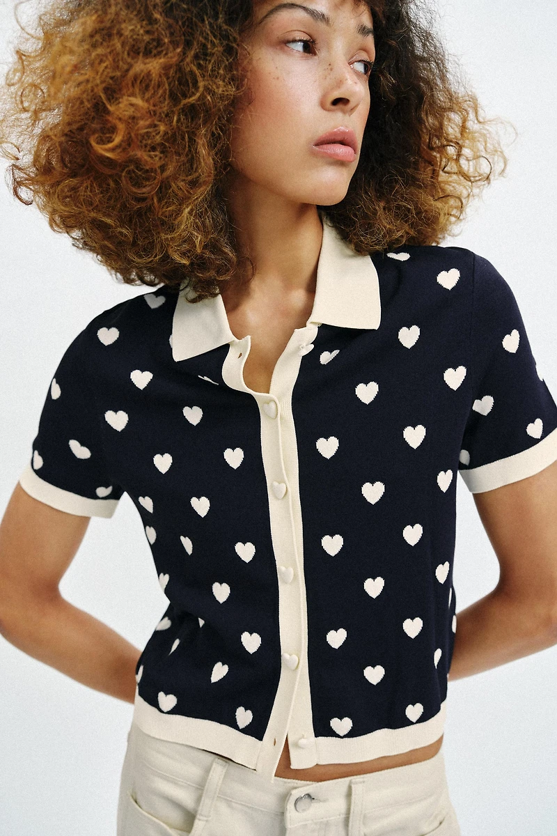 HEART KNIT POLO SHIRT