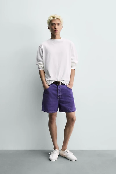 RELAXED FIT COLOR DENIM SHORTS