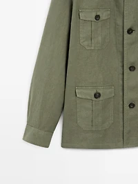 Heavy linen overshirt with pocket details