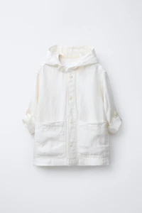 100% LINEN HOODED OVERSHIRT