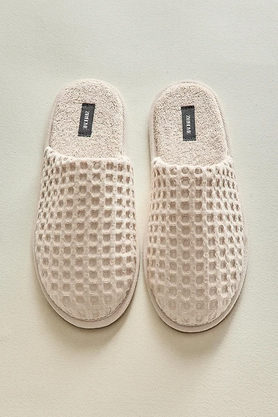 WAFFLE-KNIT SLIPPERS